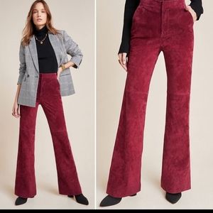 NWOT Carson Suede Bootcut Flare Trousers maroon